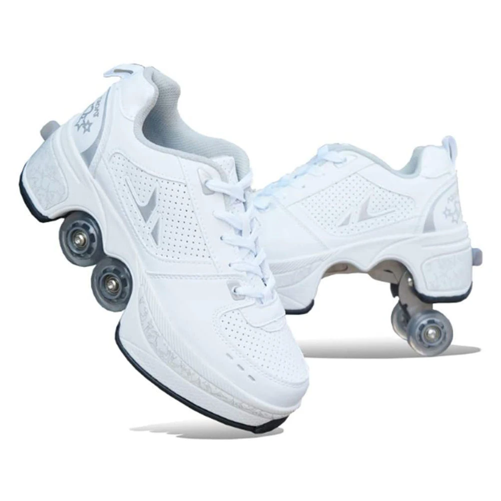 Zapatillas de patinaje para adultos y adolescentes, zapatos de Parkour con deformación, de cuatro ruedas, correr| AliExpress