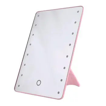 

16 LEDs LED Makeup Mirror Lighted Makeup Mirror Cosmetic Mirror For Girls Women Home 1PC Touch Screen Dimmable Pink