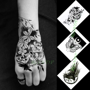 

Waterproof Temporary Tattoo Sticker Butterfly Flower Bird Moon Stickers In Hand Flash Tattoo Fake Tattoo for Men Women 3 Pcs