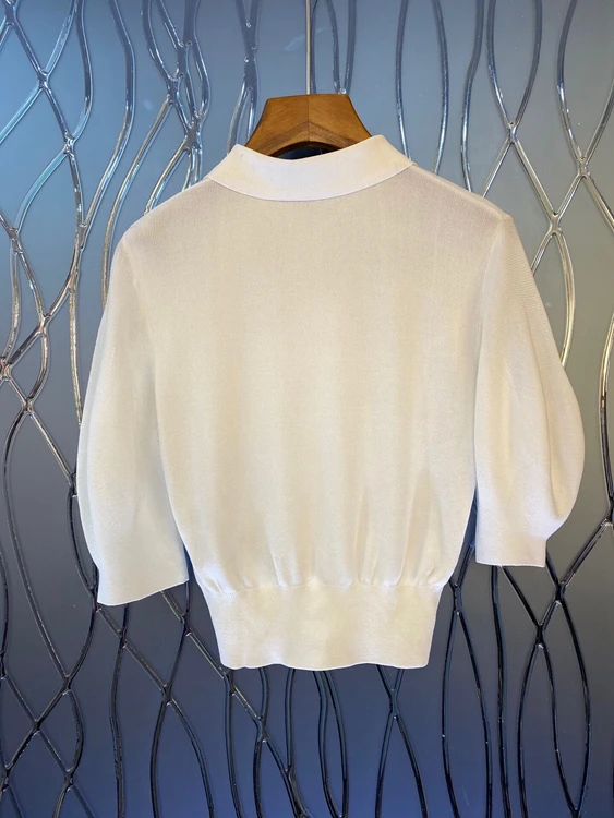 Cleo Chic Knitted T-Shirt Women O neck Short