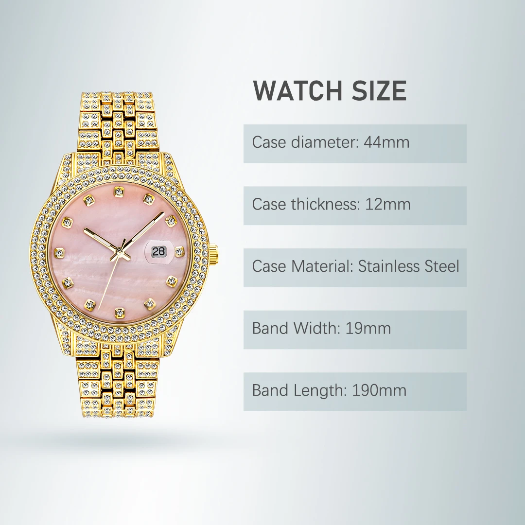 MISSFOX Designer Watch For Women Luxury Brand Ice Out Diamond Watches Different Pearl Pink Dress Wriswatches Couple