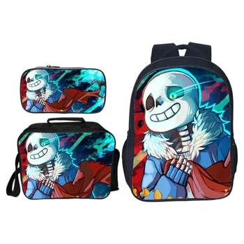 

3pcs Undertale Game Backpack + Lunch Bag + Pencil Case Bag Shoulder Bag Child Students Back School Cartoon Gift