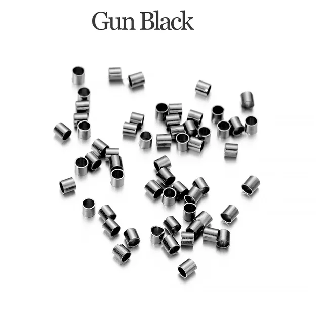 150-500pcs 1.5 2.0 2.5mm Gold Copper Tube Crimp End Beads Stopper Spacer Beads For Jewelry Making Findings Supplies Necklace Gun Black