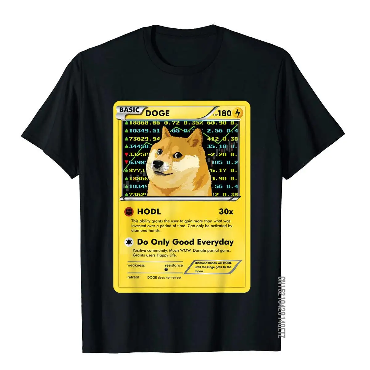 Funny Dogecoin T-Shirt Doge HODL Card Crypto Meme Men Kids T-Shirt__B7326black