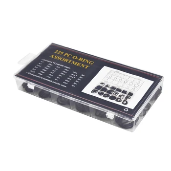 

225pcs Black Automotive Rubber O-Rings Gasket Seal Assortment Washers Ring Universal Accs Tool Replaces w/ Box Hot