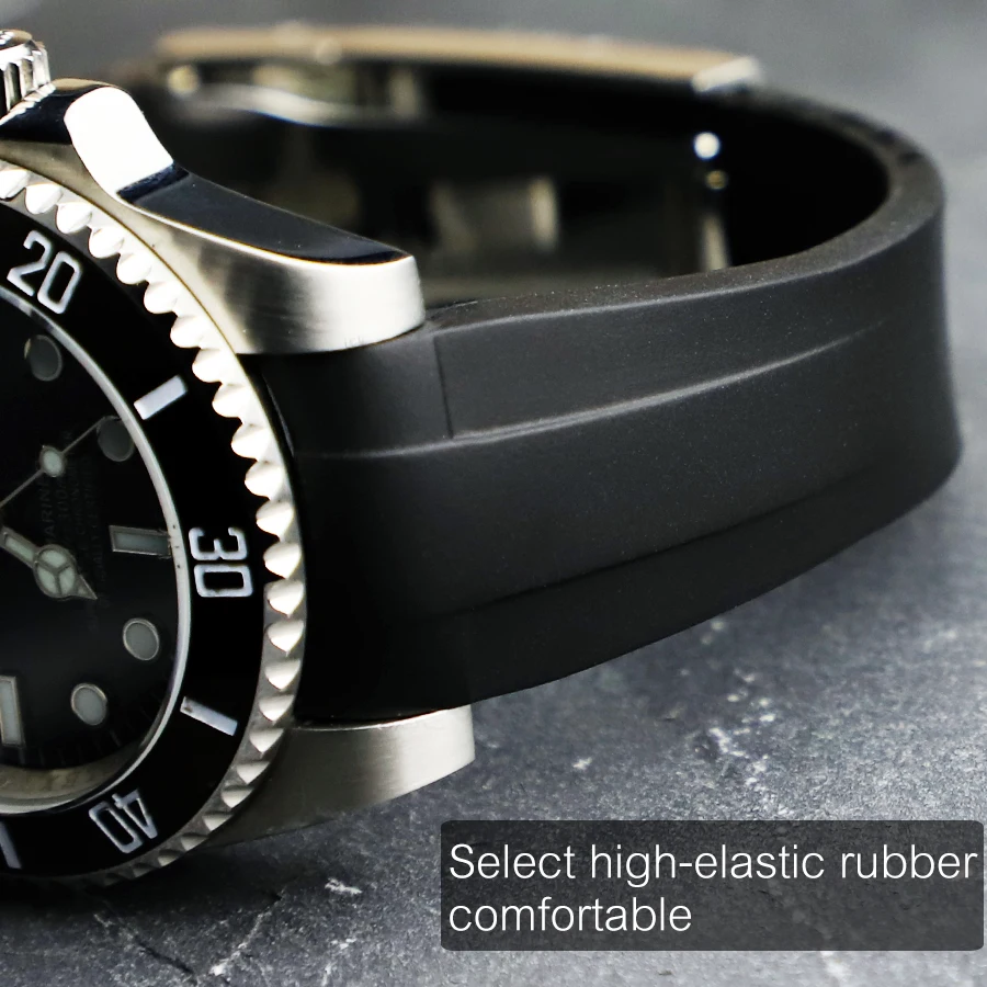 Cinturino in gomma con estremità curva da 20mm per Submariner 116610 GMT  Water Ghost Strap Men Watch Bracelet Oysterflex oysterper(crown -  AliExpress Watches