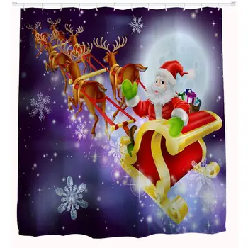 

180*180cm Polyester Bathroom Curtain Xmas Shower Curtain NEW Durable Mouldproof Bath 2017 Fashion 3D Digital Printed Christmas