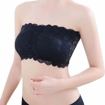 

Sexy Lace Wrapped Chest Strapless Bra Padded Three Hook Women's Wire Free Underwear