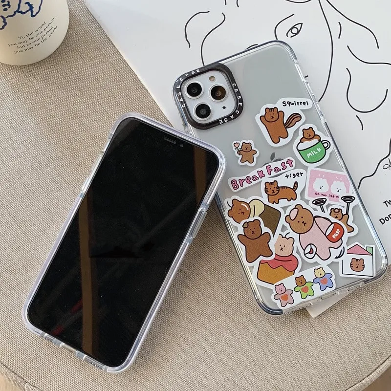 IUENUA милый чехол для телефона с милым медведем и животными iphone 11 Pro Max XR XS X 7 8 Plus