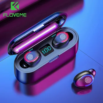 

FLOVEME TWS Bluetooth Earphone V5.0 F9 Wireless Headset LED Digital Touch Control Headsets Microphone With 2200mAh Power Bank
