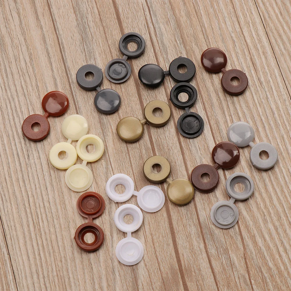 

100Pcs Hinged Plastic Screw Cover Fold Snap Cap Button Nuts Bolts Protect Furniture Exterior Decor Nuts Exterior Protective Caps