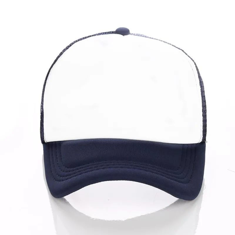 NavyBlue White Бесплатный печатный логотип «сделай сам» дизайн пустая сетчатая Кепка бейсбольный Козырек Кепка грузовик шлемы для водителя печать текст изображение команда Кепка s на заказ - Цвет: NavyBlue White