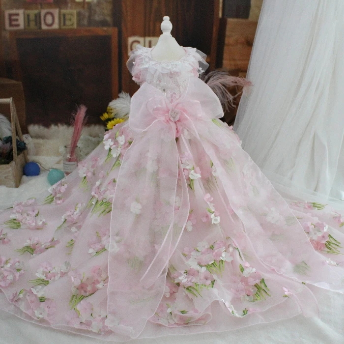 aborto Darse prisa triste Vestido de princesa para fiesta de perros, ropa de boda con lazo bordado,  flor rosa de lujo, 2023 _ - AliExpress Mobile