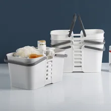Бытовая ручная корзина для ванной, пластиковая корзина для хранения туалетных принадлежностей, прямоугольная корзина для хранения мусора в ванной