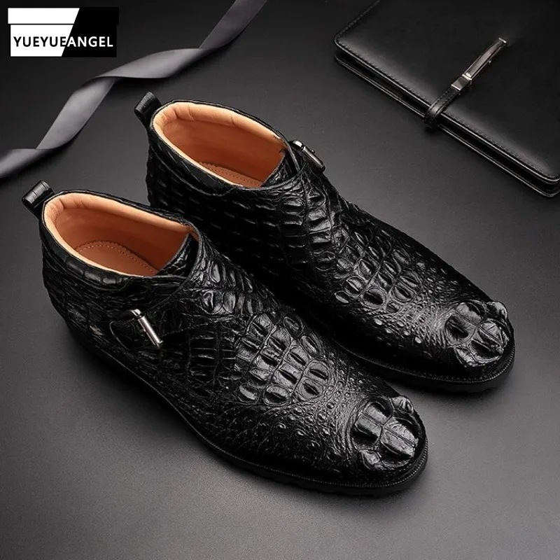 round toe alligator boots