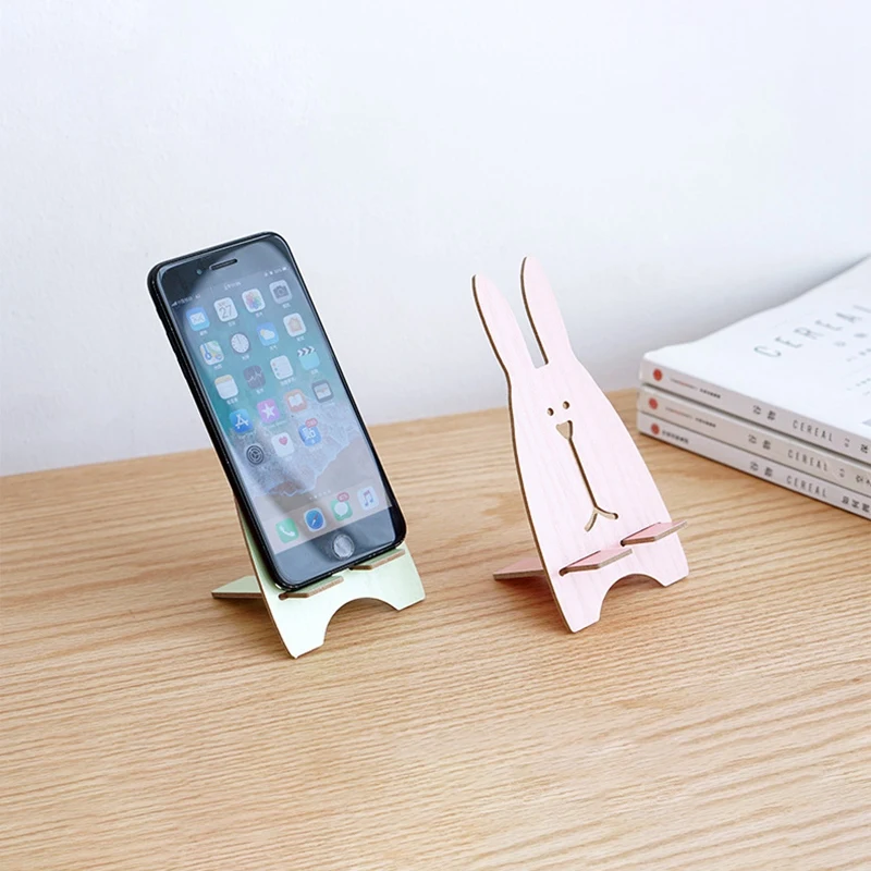 Universal Lazy Diy Mobile Phone Holder Accessory Cute Animal Rabbit Cell Phone Tablet Desktop Holder Stand Green