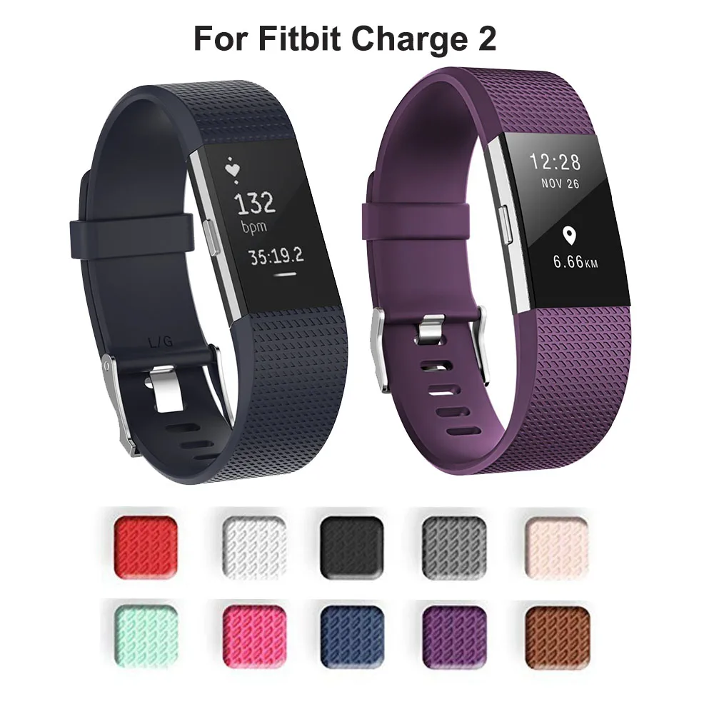 Цветной ремешок для смарт часов Fitbit Charge 2 силиконовый спортивный сменный удобный