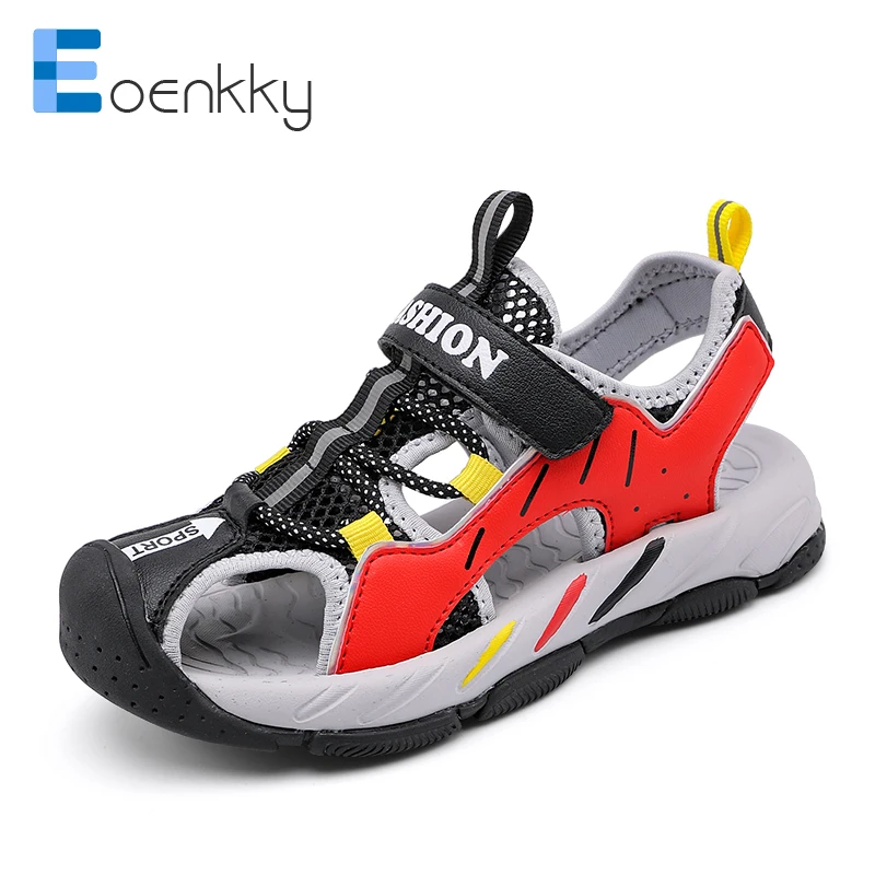 2022 Fashion Kids Sport Sandals Boys Hook&Loop Beach Shoes Children Non-Slip Breathable Mesh Casual Sandals Girls High Quality leather girl in boots Children's Shoes