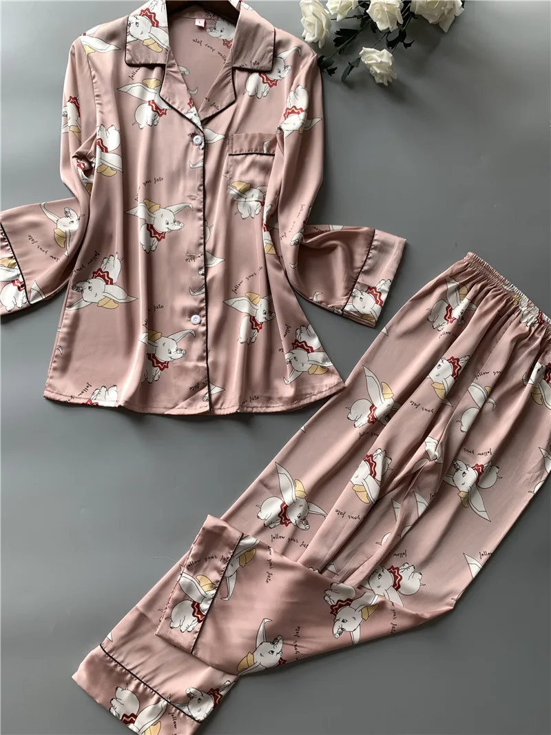 Printing Fashion Women Pajamas Sweeet Long Sleeve Cardigan Twinset Sleepwear