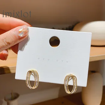 

Korean New Elegant Rhinestone Multilayer Circle Hoop Earrings For Women Students Trendy Boucle D'oreille Jewelry