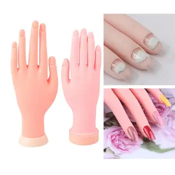 

2pcs Nail Practice Hand Model Flexible Movable Silicone Prosthetic Fake Hands For Nail Art Training Display Model Manicure Tool