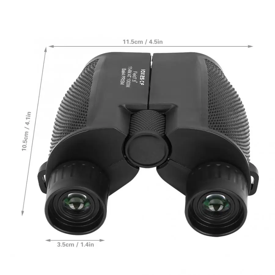 Портативный бинокулярный телескоп для кемпинга 10X25, водонепроницаемый бинокль HD ночного видения, телескоп BAK9 для путешествий, наблюдения за птицами, телескоп