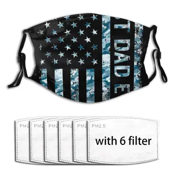 

Air Pollution Best Dad Ever American Flag Camo Blue Camoflauge Mask Filter Face Mouth Mask Men Daily Supplies Sport Reusable
