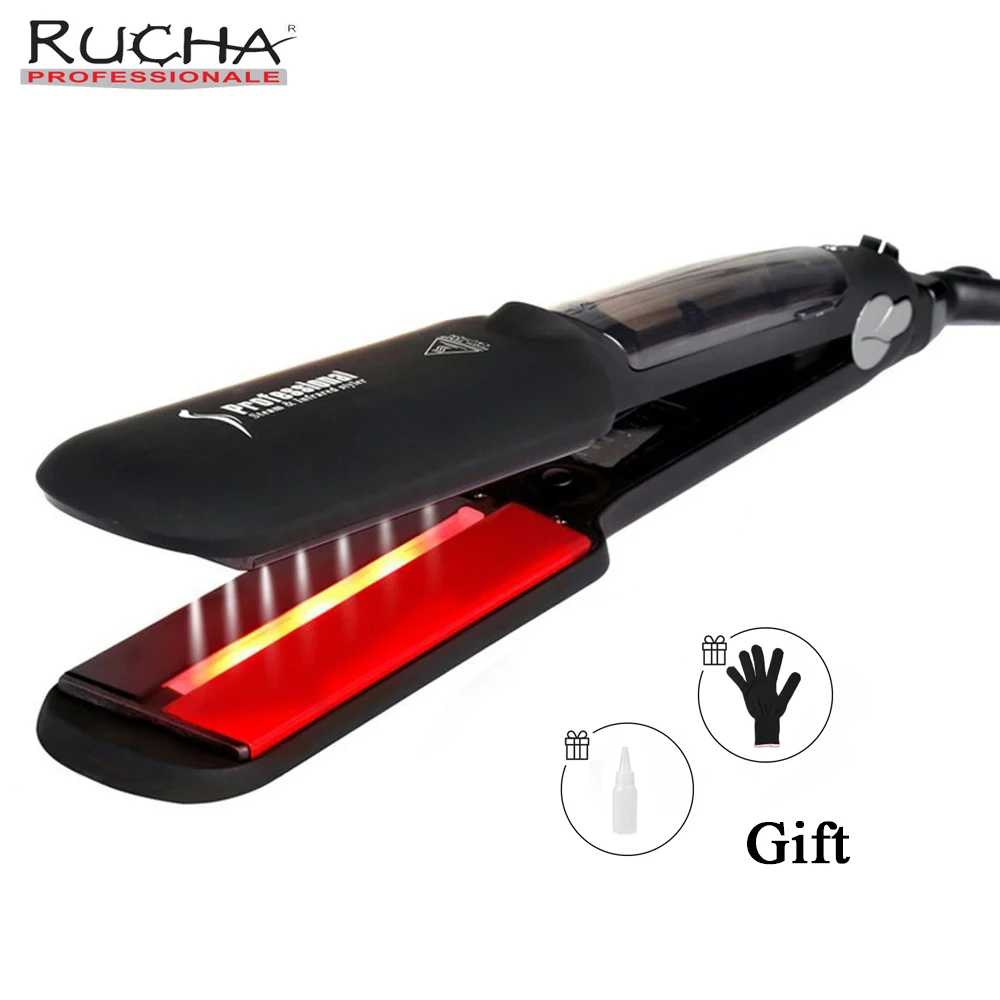 

Professional Steam Hair Straightener Ceramic Vapor Infrared Heating Flat Iron Salon Styling Tools 2 inch Wide Straightening Iron