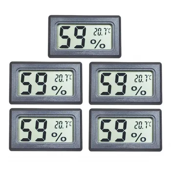 

5pc Digital Temperature Humidity Sensor Meter LCD Thermometer Hygrometer Mini Electronic Built-In Probe FY-11 48*28.6*15.2mm