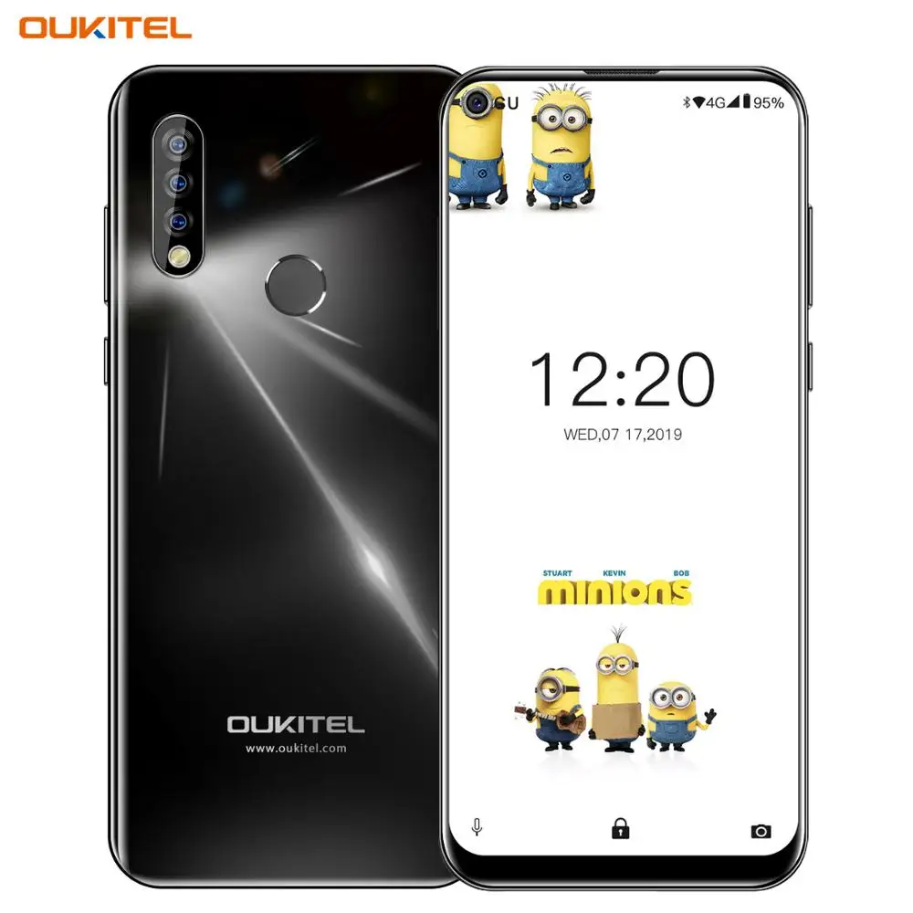 Смартфон OUKITEL C17 6,35 ''с тройной камерой MT6763, четыре ядра, Android 9,0, 3 ГБ, 16 ГБ, распознавание лица, отпечаток пальца, 4G, мобильный телефон, 3900 мА/ч - Цвет: Obsidian Black