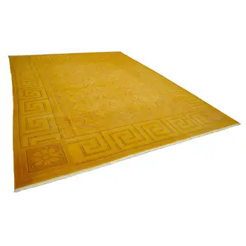 

300x396 Cm Yellow Handmade Overdyed Large Area Rug-10x13 Ft