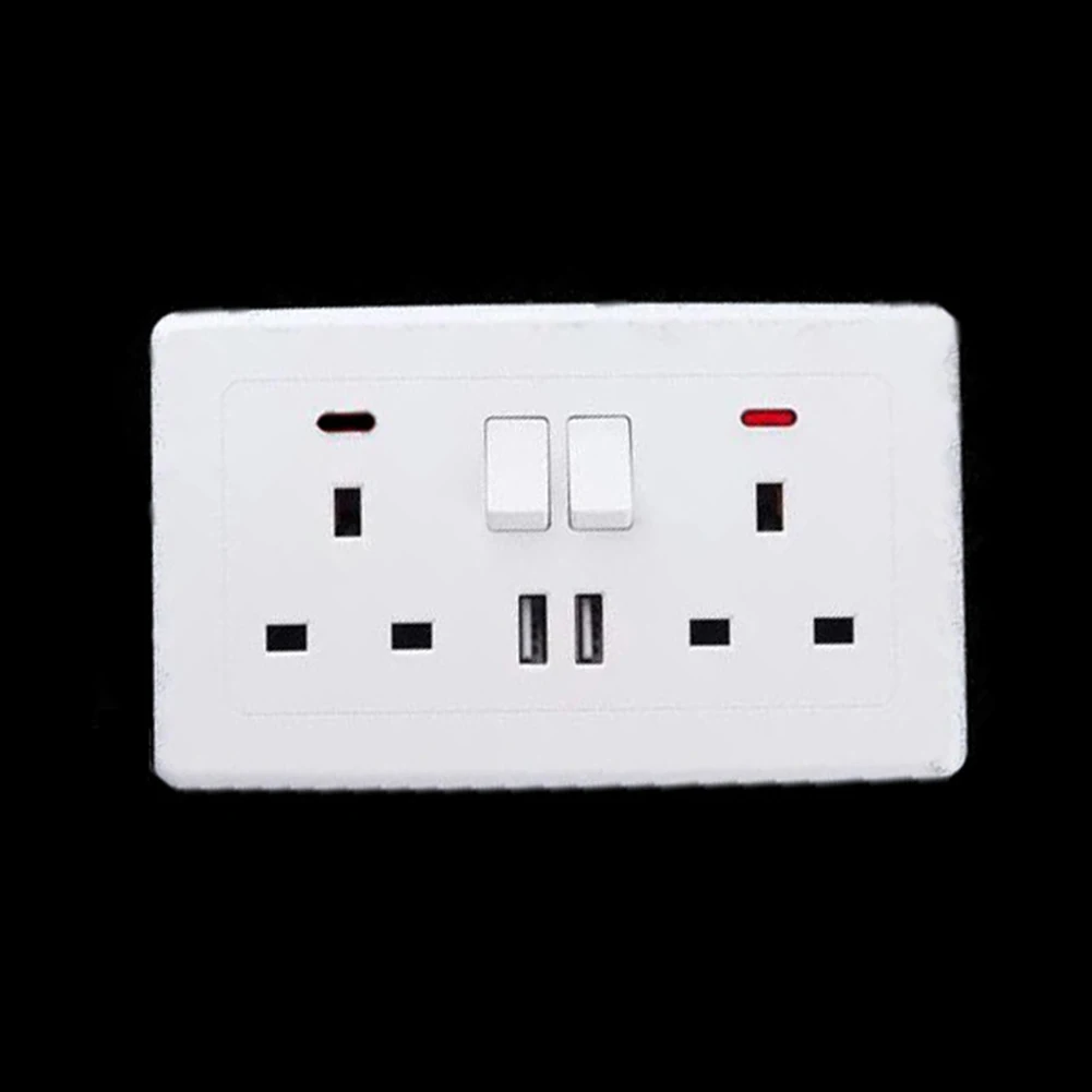 Двойной настенный разъем UK тип розетка 2-банды 13A 2 usb порта переключатель розетка панель