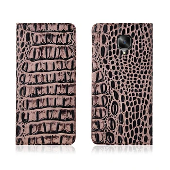 

Crocodile pattern genuine leather magnetic case card slot for OnePlus 3 flip case for Oneplus 3T phone bag funda cover flip capa