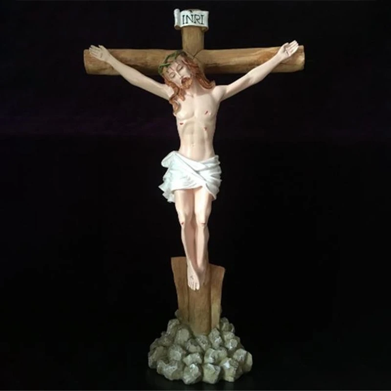 

43cm Big Jesus cross crucifix ornaments religious Craft gift Resina epoxi catholic cristo croix jesus home decor Church supplies