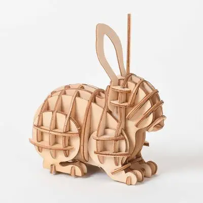 Laser Cutting DIY Animal Cat Dog Panda Toys 3D Wooden Puzzle Toy Assembly Model Wood Craft 2