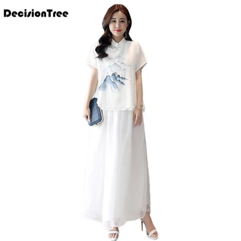 

2020 hanfu top classic tang clothes chiffon female chinese blouse women chinese style mandarin collar shirt hanfu costume