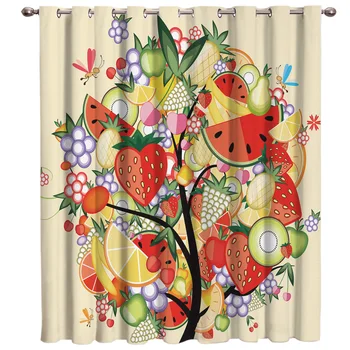 

Fruit Apple Banana Watermelon Grape Window Curtains Dark Living Room Blackout Curtains Bedroom Outdoor Fabric Decor Kids Curtain