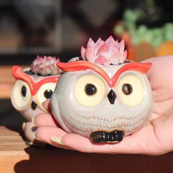 

6pcs Succulents Flower Pot Glaze Base Plant Pot Container Planter Set Cute Animal Shape AUG889