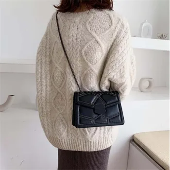 

2020 Rivet Chain Brand Designer PU Leather Crossbody Bags For Women 2020 Simple Fashion Shoulder Bag Lady Luxury Small Handbags