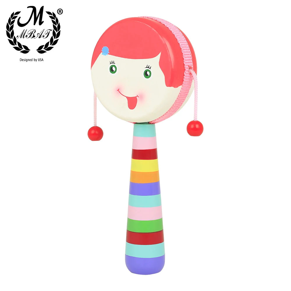 M MBAT SY-88 Orff Pink Rattle Portable Cartoon Little Girl Rattle Children's Educational Music Toys Percussion Instruments