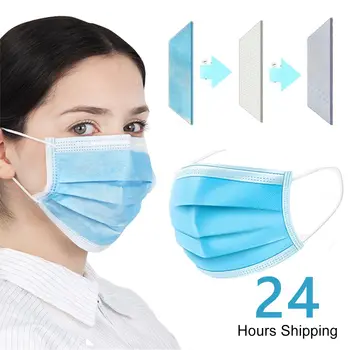

Fast Shipping Face Mask 100pcs Anti-Pollution Filter Dust Mask Disposable Masks 3-Ply Earloop Non Woven Mouth Mask Protective
