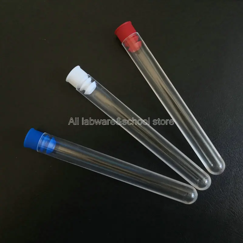 

200pcs/lot 15x150mm Clear Plastic Test Tubes With Colorful Caps Lab Round Bottle Tubes Laboratory Tools