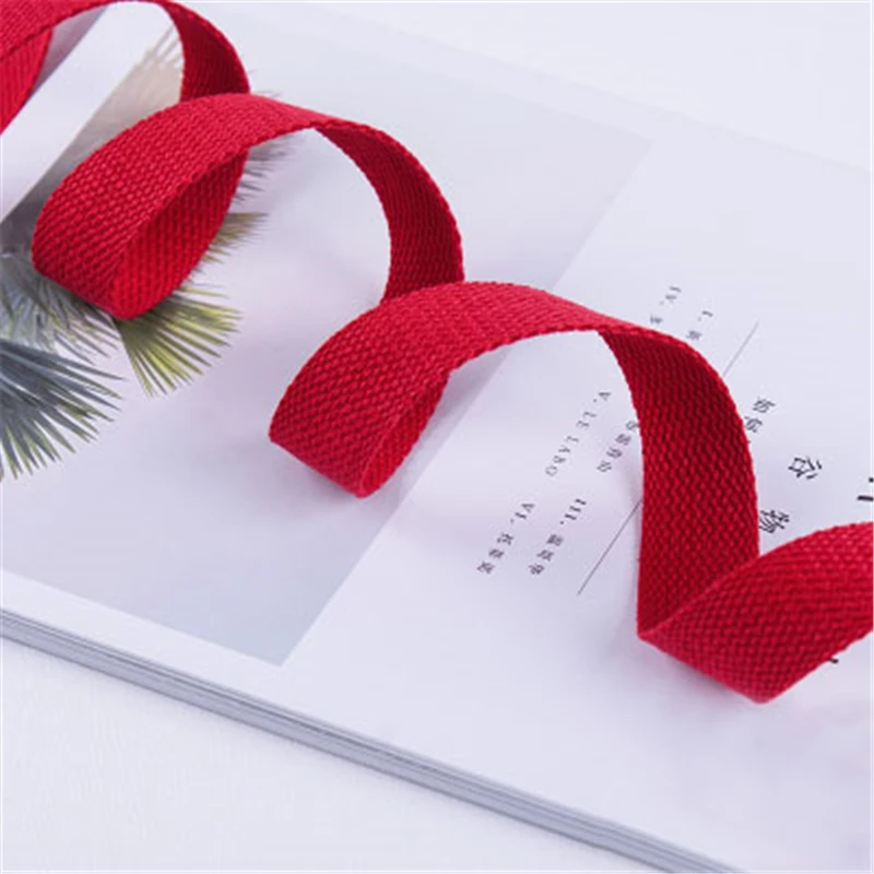 

5M*25MM Red Canvas Cotton Webbing 1.5mm Thick High Tenacity Backpack Strap Webbing Label Ribbon Clothes Sewing Tape Bias Binding