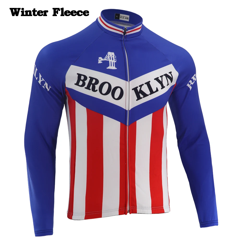 Men winter fleece Pro team Мужская Ретро термальная футболка с длинным рукавом для велоспорта зимняя флисовая и без флиса синяя одежда для велоспорта Одежда для шоссейного горного велосипеда jerse - Цвет: Men winter fleece