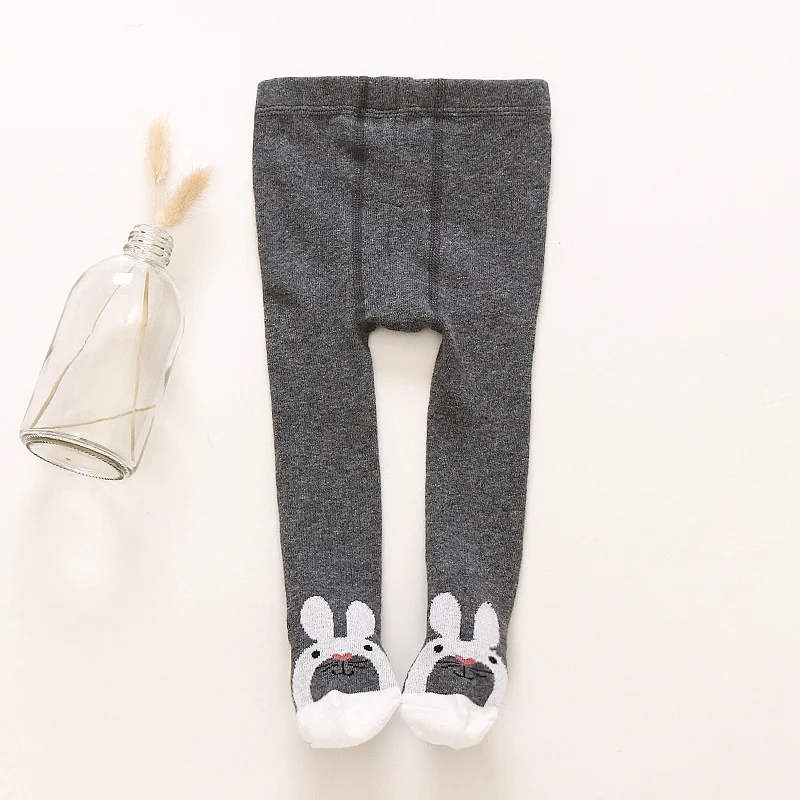 dark grey rabbit Детские колготки на осень-зиму, теплые колготки с рисунками животных для маленьких девочек, Плотные хлопковые колготки для новорожденных, детские колготки - Цвет: dark grey rabbit