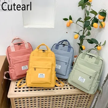 

2020 Waterproof Nylon Women Backpack Female Solid Color Schoolbag Leisure Long Portable Travel Backpack Large Capacity Mochila