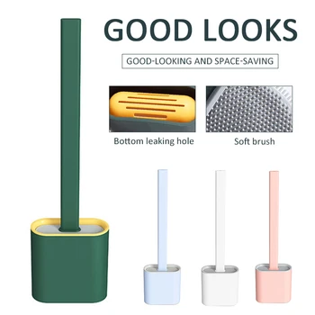 

Silicone TPR Toilet Brush and Holder Quick Drain Cleaning Brush Tools for Toilet Household WC Cleaning Bathroom Accessories Sets