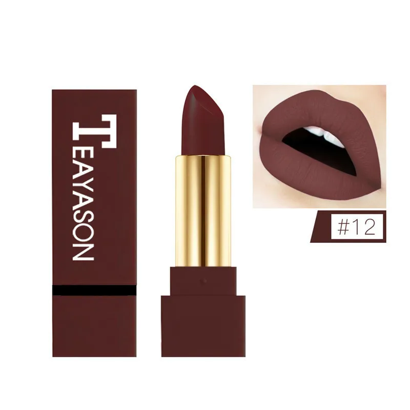 Hot selling 12 Nude Color Matte Lipstick Waterproof Pigment Brown Nude Long Lasting Lipstick Matte Makeup 4