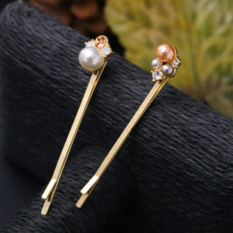 6Pcs Set Minimalist Jewelry Women Hair Clip Colored Imitation Pearl Rhinestone Flower Hairpin Sweet DIY Styling 4