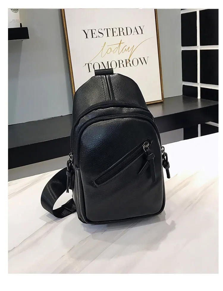 Special Offer New Style Korean-style Casual Travel PU Leather Shoulder Cross-body Backpack Fashion Men Shoulder Chest Pack